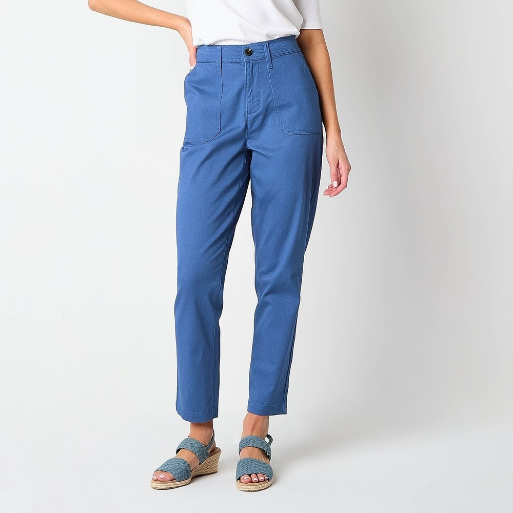 MSRP $50 St. John's Bay Womens 4 Tall True Navy Slim Flat Front Pants